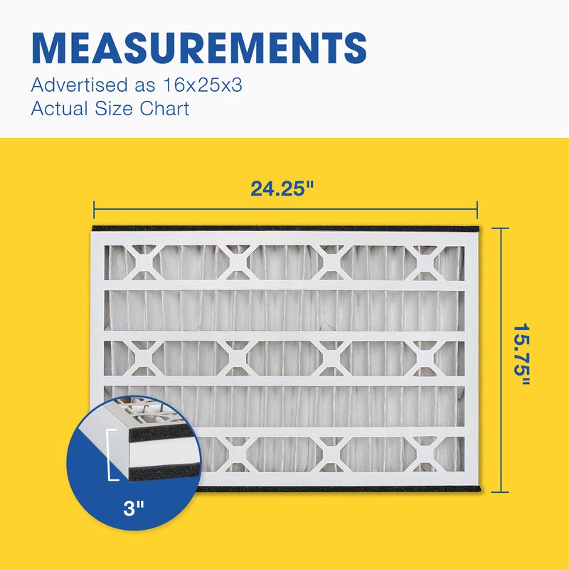 Aerostar 16x25x3 MERV 11 - 3 Count - Pleated HVAC, Furnace & Air Conditioner Filters - Removes Dust, Cold & Flu Germs, Lint, Mold, Pet Dander, Allergy-Causing Pollen, Smog & Smoke - Image 2